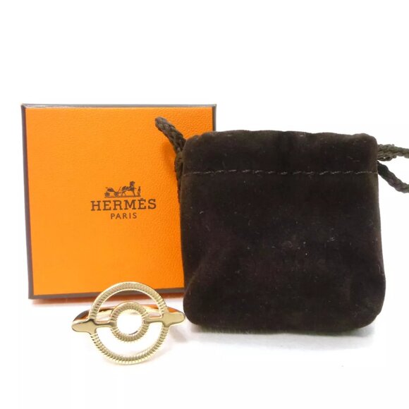 Authentic HERMES Scarves Ring Gold Metallic - Picture 1 of 9